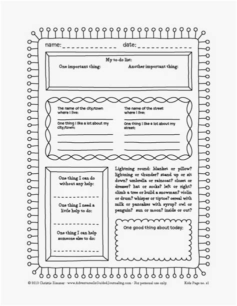 Adventures in Guided Journaling: Printable journal pages for kids