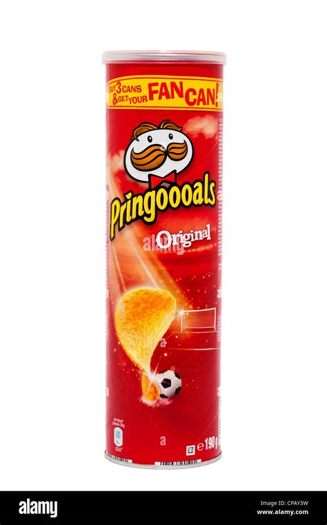 A Tube Of Original Pringles Crisps On A White Background Stock Photo