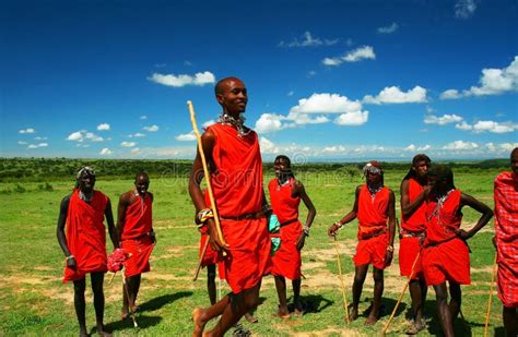 Masai Warrior Dancing Traditional Dance Editorial Stock Image Image