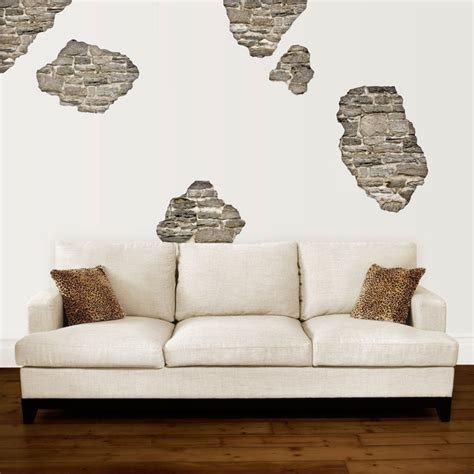 Rustic Faux Stone Breakaway Wall Decals Removable And Reusable Etsy