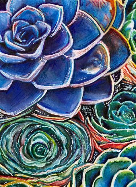 Original Painting Succulent Painting Plant Art Floral Art Etsy