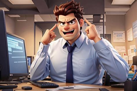 Premium Photo | Angry evil office manager front of computer at ...