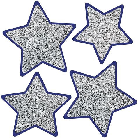 Carson Dellosa Sparkle And Shine Solid Silver Glitter Stars Colorful