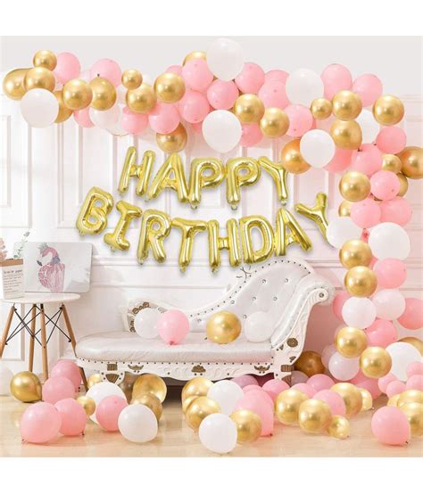 Party Propz Pink Happy Birthday Decoration Combo 101Pcs Set Foil