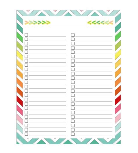 Printable Editable Checklist Template