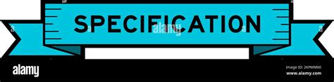 ribbon label banner  word specification  blue color  white