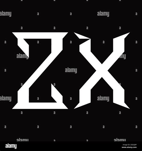 Zx Logo Monogram With Slice Shape Blackground Design Template Stock