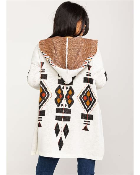 Shyanne Women S Hooded Aztec Over Sized Cardigan Ivory Native American Clothing Native