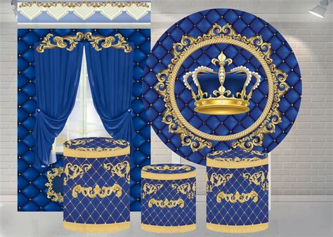 Kit Painel Trio De Cilindros Painel Lateral Sublimados Realeza Azul