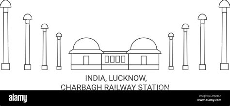 India, Lucknow, Charbagh Railway Station travel landmark vector ...