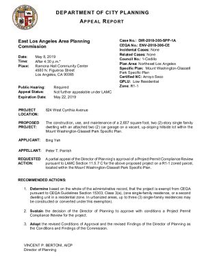 Fillable Online Appeal Report Los Angeles City Planning Fax Email