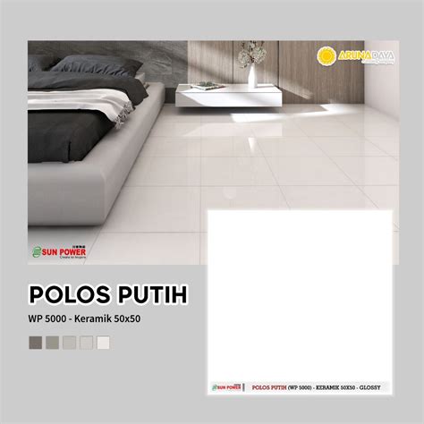 Jual KERAMIK LANTAI GLOSSY SUNPOWER POLOS PUTIH UKURAN 50X50 Keramik