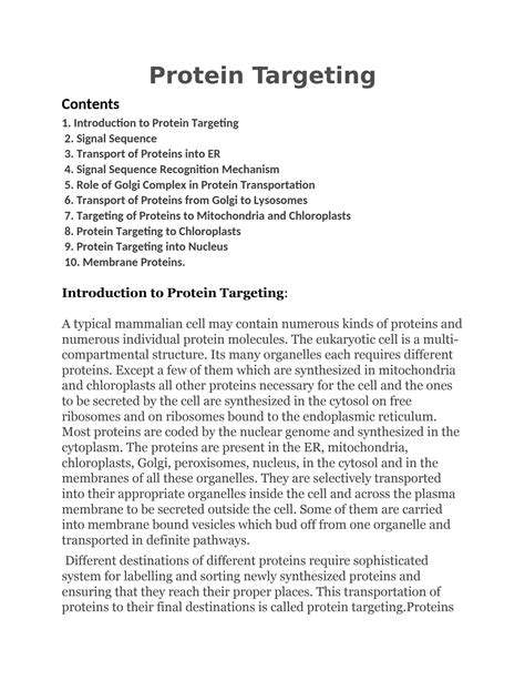 Solution Protein Sorting Mechanism And Vesicular Transport Studypool