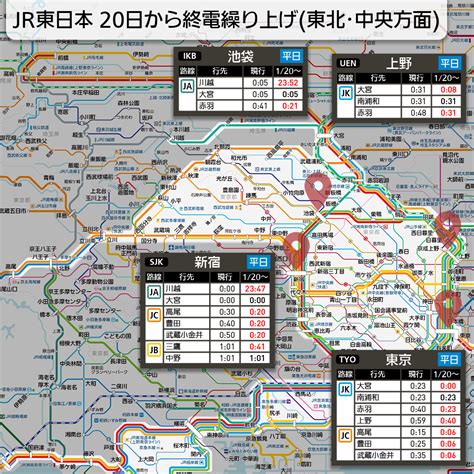 Jr東日本が20日から山手線など終電繰り上げ 緊急事態宣言で最大30分程度 Wtm 鉄道・旅行ニュース