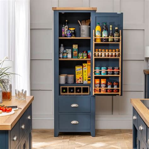 Westbury Blue Painted Single Kitchen Larder Pantry Cupboard The