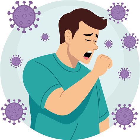 Illustration of a sick man. His facial expression shows discomfort