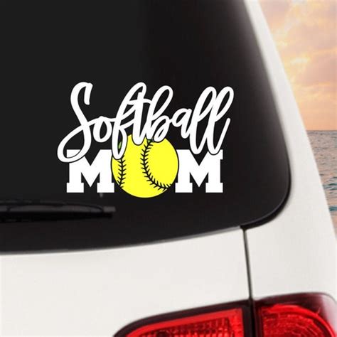 Softball Baseball Monogram Initials Mom Decal Sticker Cling Etsy