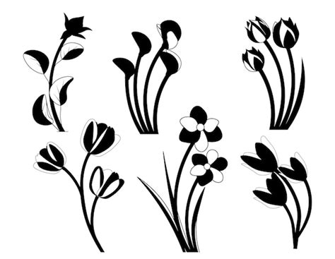 Premium Vector Collection Of Flower Silhouettes Vector