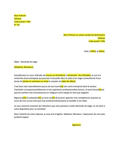 Lettre De Motivation Stage En Lettre De Motivation Stage Lettre