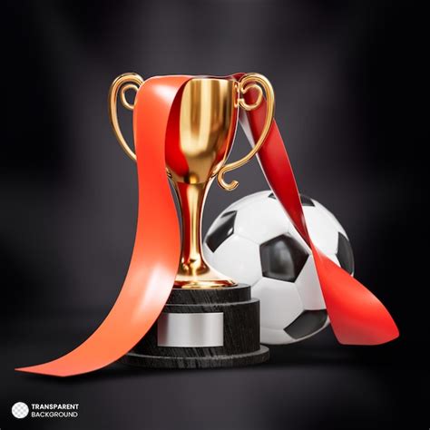 Premium Psd Winner Golden Cup With A Football 3d Render Illustration