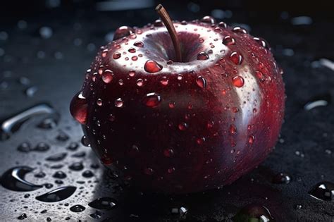 Premium AI Image A Red Apple With Water Drops On It