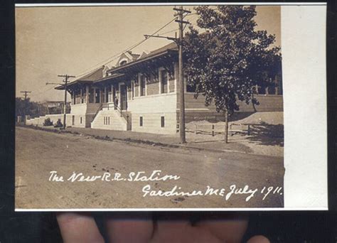 Real Photo Gardiner Maine Railroad Depot Train Station Postcard Copy Ebay