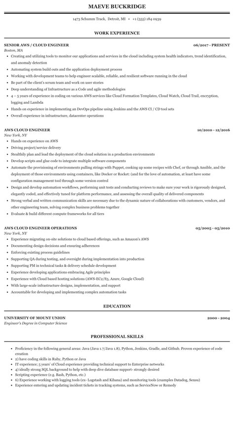 Cloud Engineer Resume Sample 2022 Writing Tips Resumekraft Images And