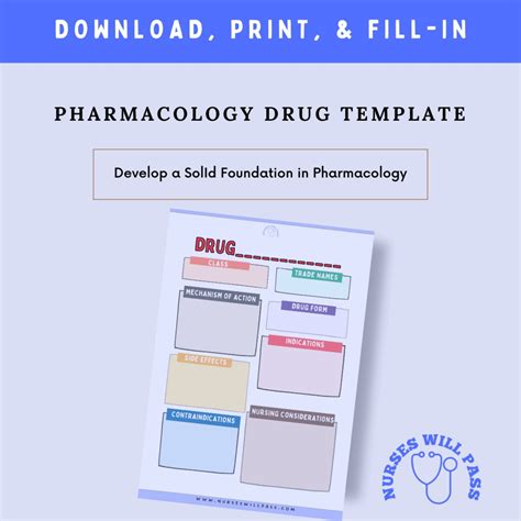 Pharmacology Drug Template 10 Pages Nursing Note Digital Download Only The Ultimate Template