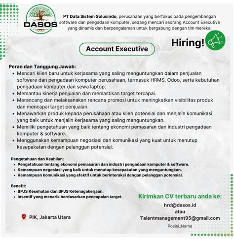 Lowongan Kerja Account Executive Di Pt Data Sistem Solusindo