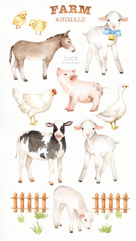 Farm Animals Watercolor Clipart Nursery Prints Farm Animals | Etsy ...