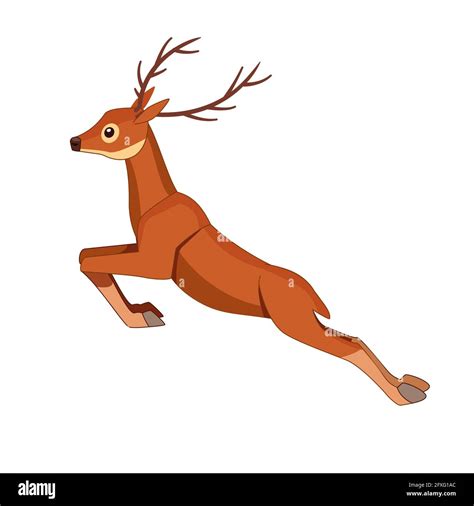 Deer Run And Jump Hoofed Ruminant Mammals Cartoon Animal Design Cute