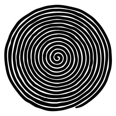 Irregular Hand Drawn Spiral Black And White Flat Vector Drawing Wall