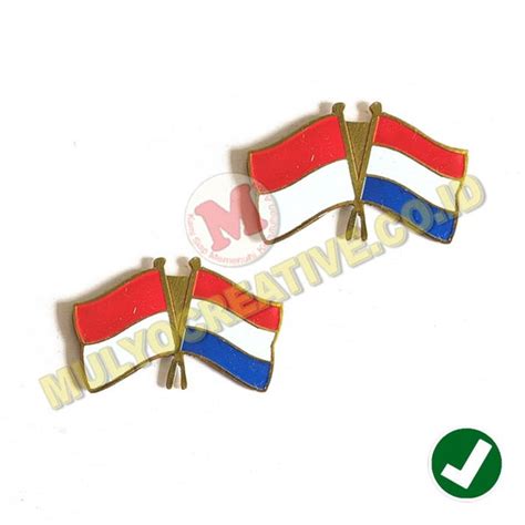 Jual Cross Flag Indonesia Belanda Pin Bendera Persahabatan Negara Murah