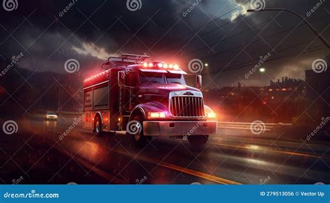 Emergency Vehicle with Sirens on Highway. Generative AI Stock ...