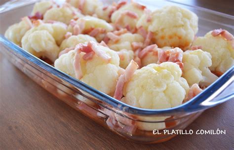 Coliflor gratinada al horno con beicon y bechamel El Platillo Comilón