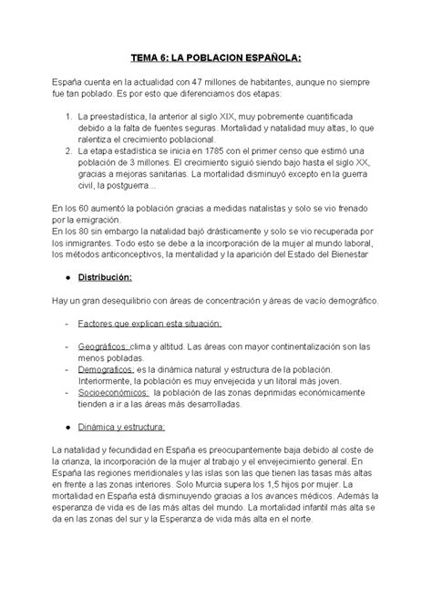 Tema La Poblacion Espa Ola Tema La Poblacion Espa Ola Espa A