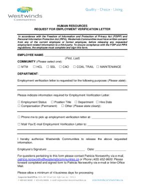 Fillable Online Employment Verification Form 2019 Docx Fax Email Print