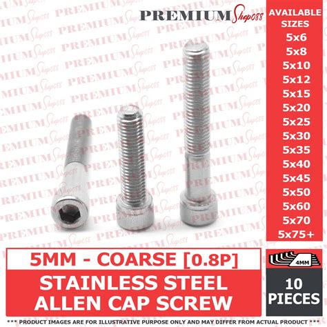 Pcs M Mm Stainless Allen Bolt Socket Head Cap Screw Coarse P