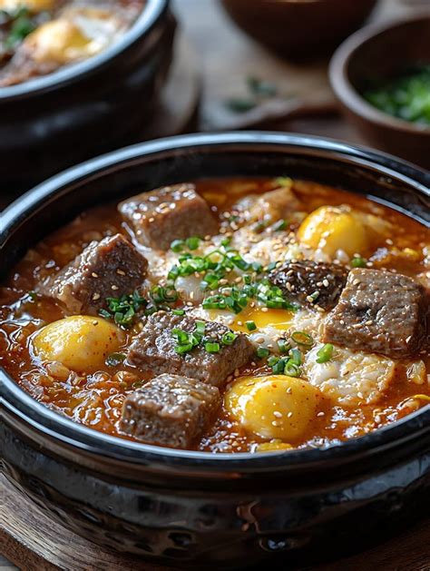 Hearty Korean Stew With Beef And Quail Eggs Served Hot Stock Illustration Illustration Of
