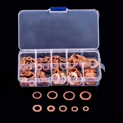 Pcs Copper Washer Assortment Flat Ring Seal Copper Washer Gasket Kit