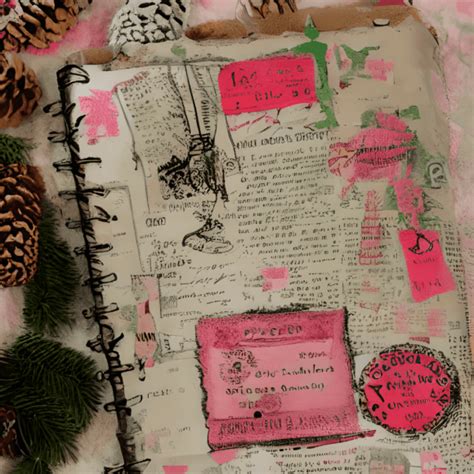 Torn Paper Pink Christmas Santa Vintage Distressed Junk Journal Paper