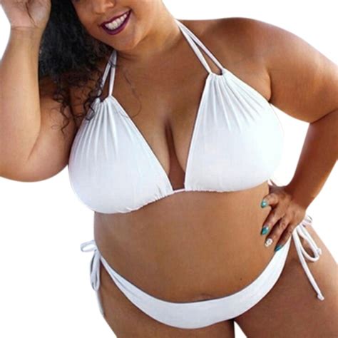 HTNBO Women S Halter Bikini Set Plus Size Triangle Two Piece Bathing