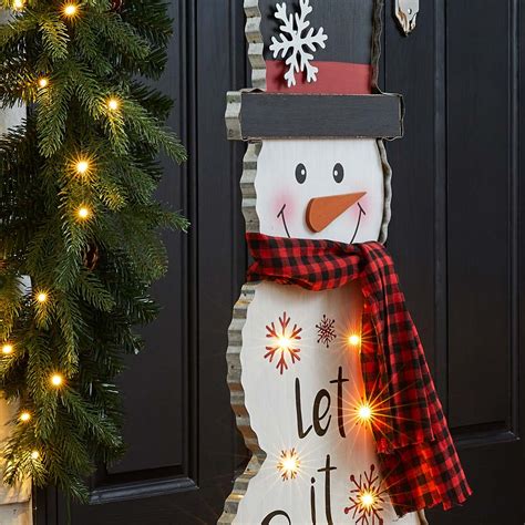 OFFICIAL Glitzhome 36 H Lighted Wooden Christmas Snowman Porch Décor