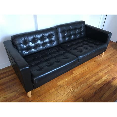 Ikea Karlstad Leather Sofa In Grann Black AptDeco