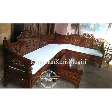 Jual TERBARU MEJA KURSI TAMU JATI UKIR JEPARA KURSI SUDUT BAGONG SOFA