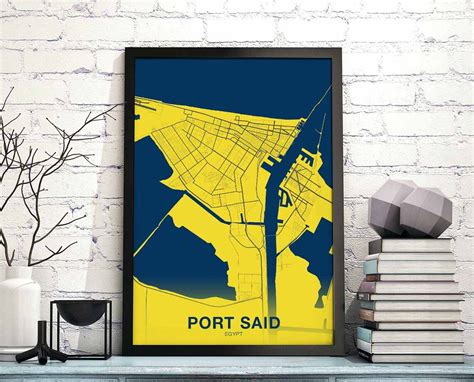 PORT SAID Egypt map poster color Hometown City Print Modern | Etsy