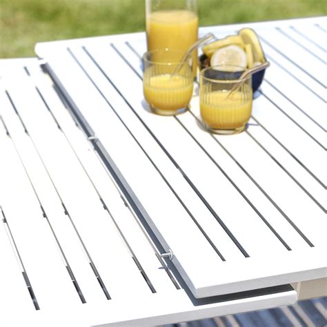 Table De Jardin En Aluminium Avec Rallonge Automatique Floride Blanc