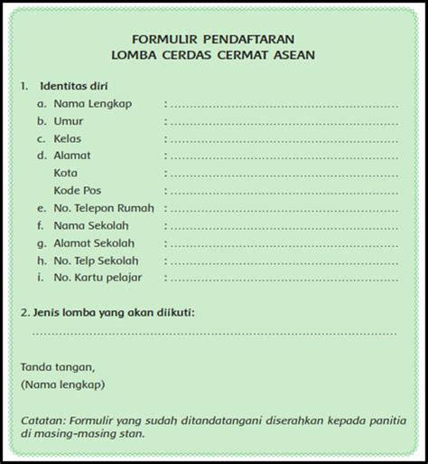 Detail Contoh Formulir Lomba Koleksi Nomer 15