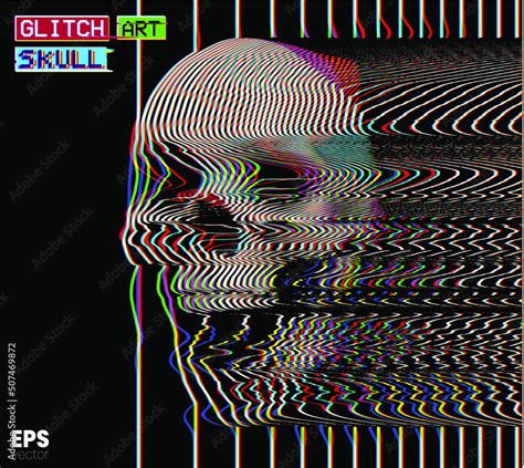 Glitch Art Skull Vector Illustration Of Digital Glitch Art Screaming