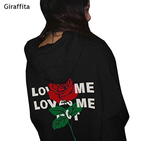 Rose Hoodie Woman Letter Rose Printing Pocket Women Skull Top Youth